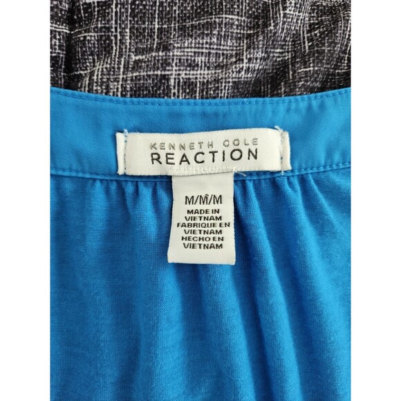 Womens KENNETH COLE REACTION Royal Blue Goldtone Buttons Woven Tank Top M - Picture 6 of 8